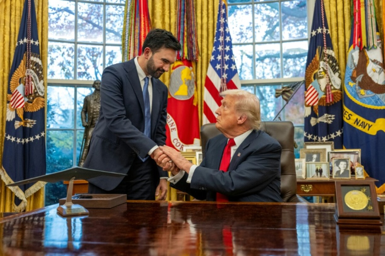US President Donald Trump (R) shakes hands with New York Mayor-elect Zohran Mamdani as they meet in the Oval Office of the White House in Washington, DC, on November 21, 2025