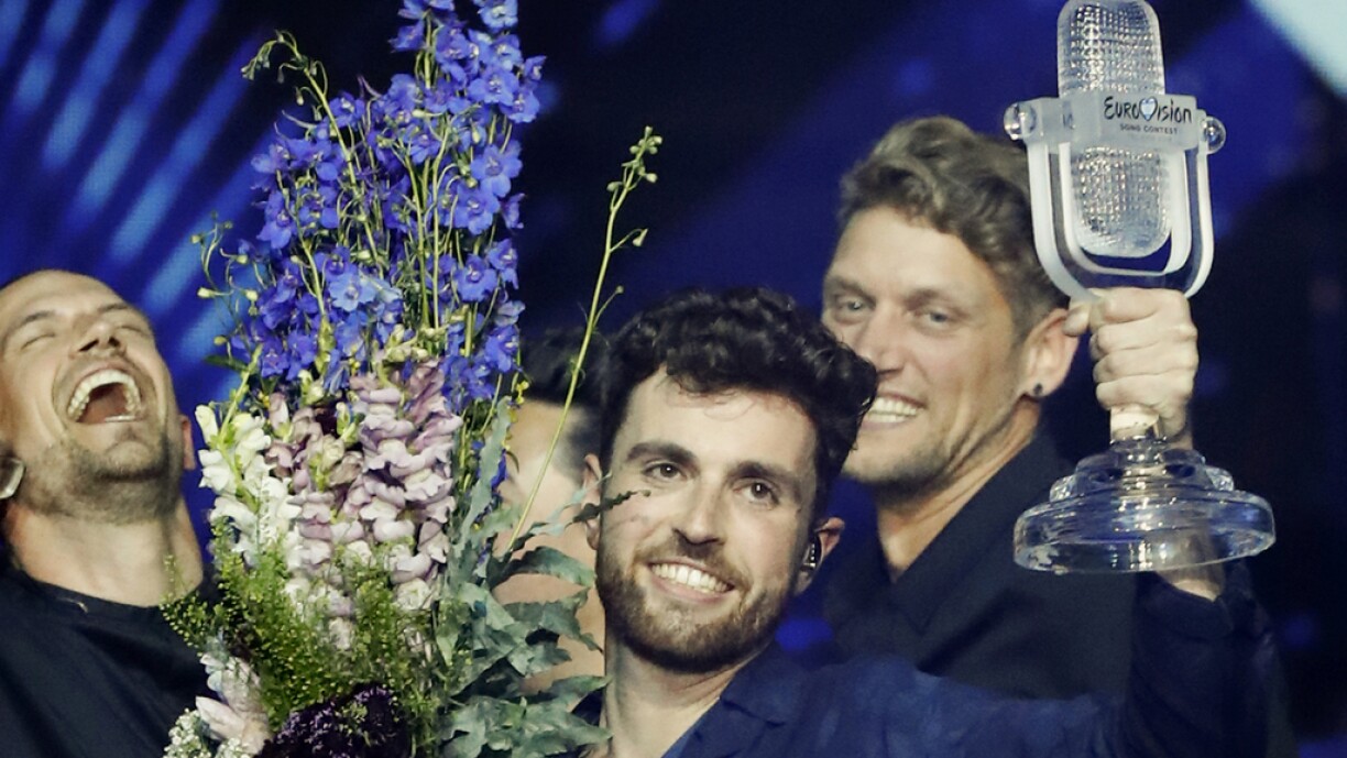 Netherlands' Duncan Laurence celebrates after winning the 64th edition of the Eurovision Song Contest 2019 at Expo Tel Aviv on May 19, 2019, in the Israeli coastal city.