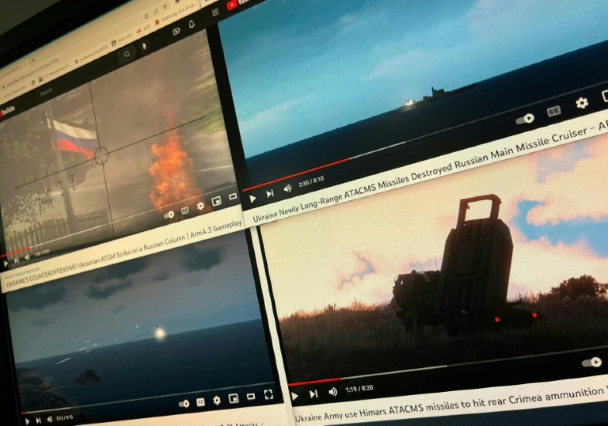 Photo d'illustration composée par l'AFP à partir de quatre vidéos YouTube montrant des images du jeu vidéo Arma 3