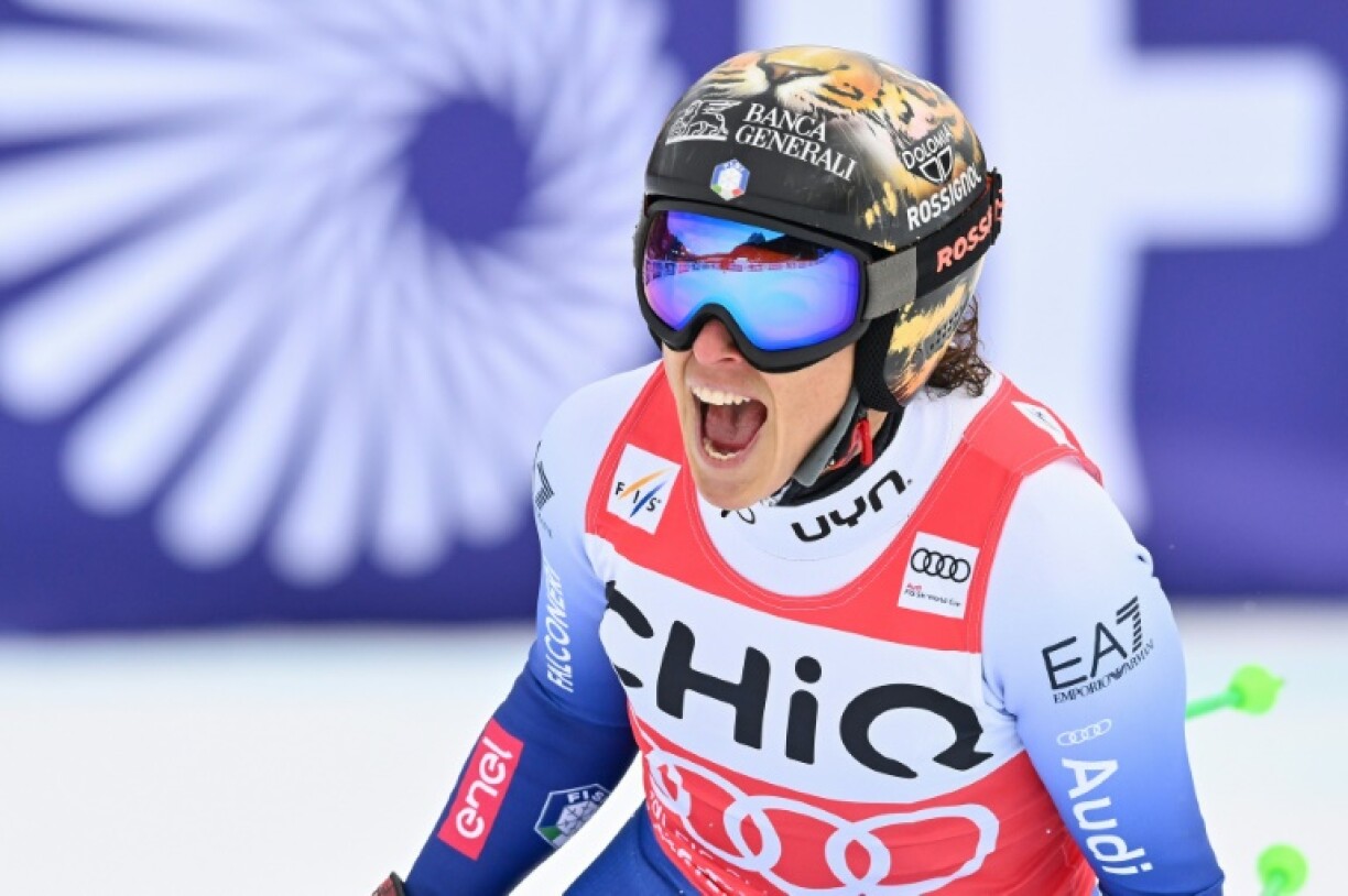 Federica Brignone celebrates her latest win