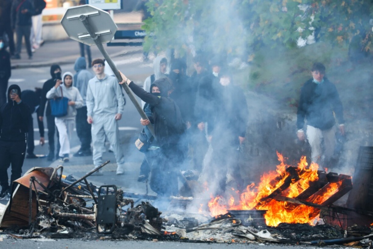 The protests started in and around Paris but have spread to other cities, such as Brest, northwest France (pictured)