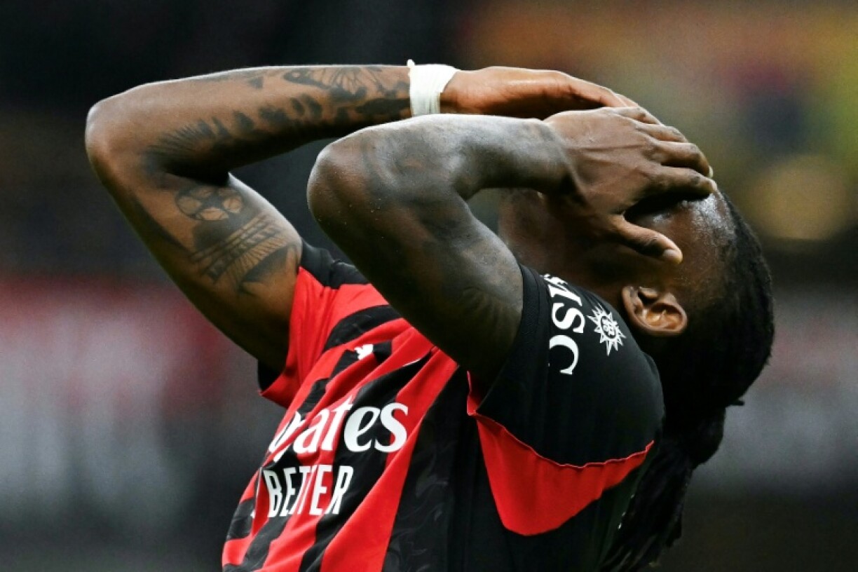 Rafael Leao holds his head as AC Milan drop points at home