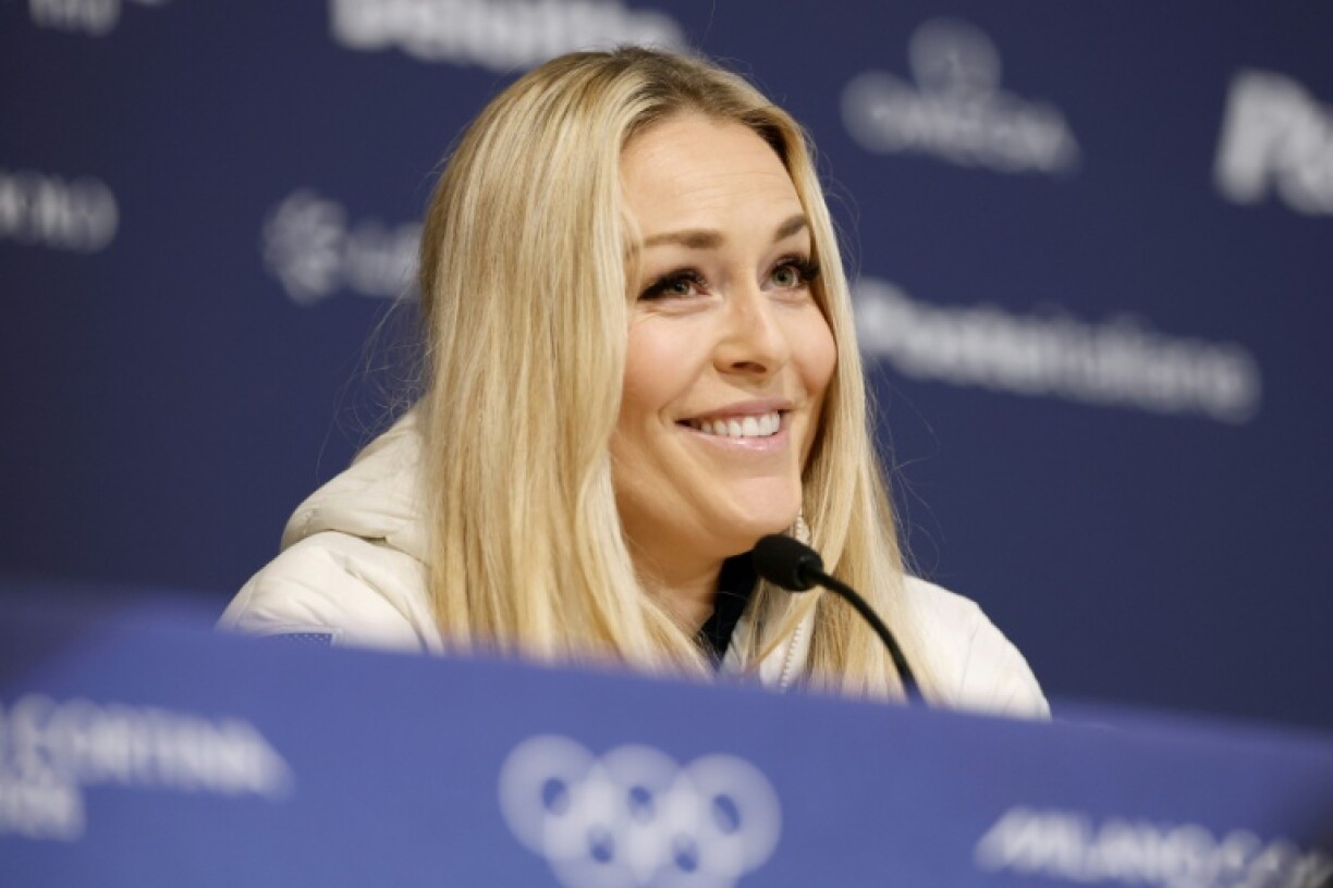 La skieuse américaine Lindsey Vonn durant une conférence de presse au stade olypique de Cortina d'Ampezzo, en Italie, avant le début des Jeux d'hiver, le 3 février 2026