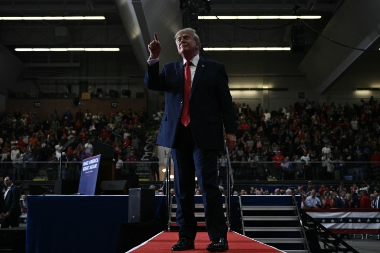 US President Donald Trump speaks at a campaign rally in Port Huron, Michigan