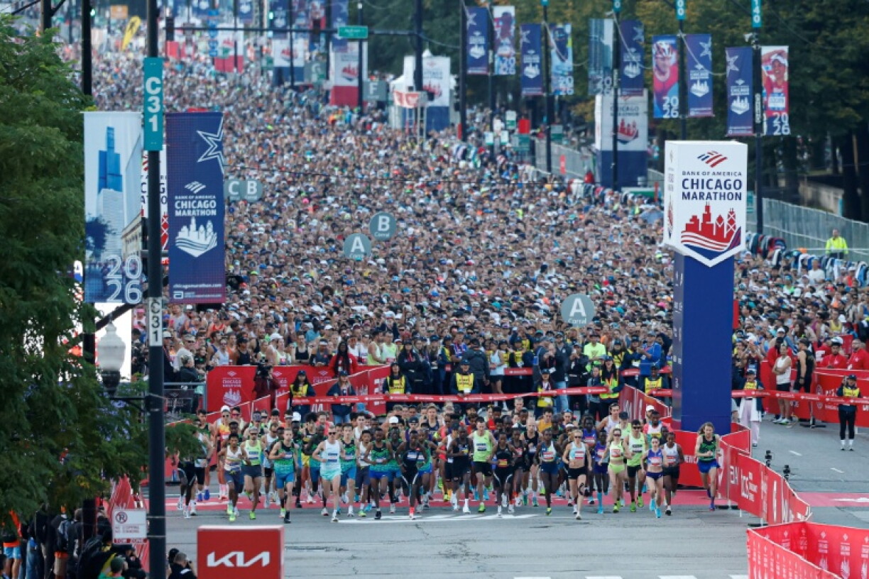More than 55,000 runners competed over the 26.2-mile layout winding through the streets of Chicago