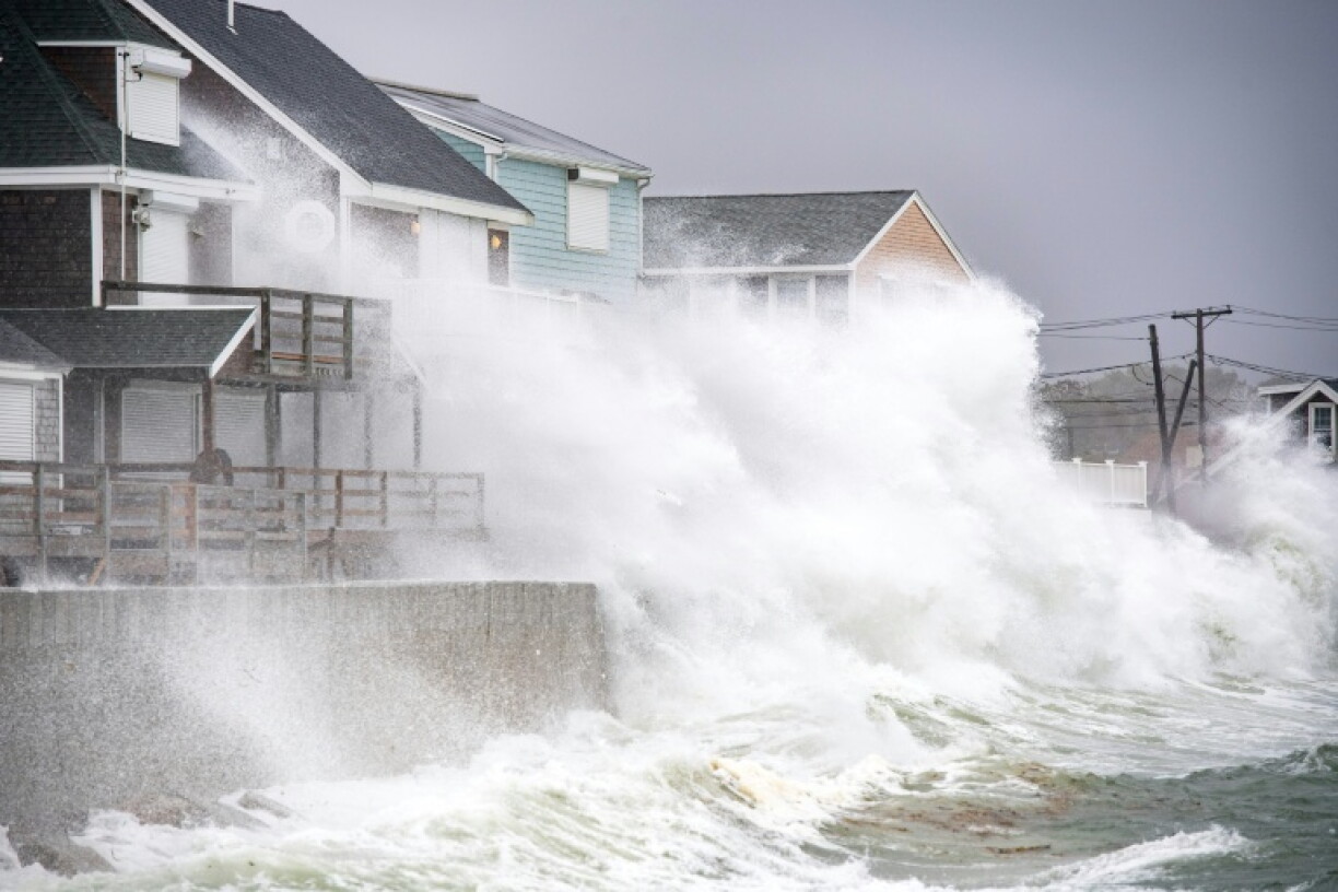 Waves pound the coast as the tide comes in during a "Nor’easter" in Scituate, Massachusetts on September 26, 2026
