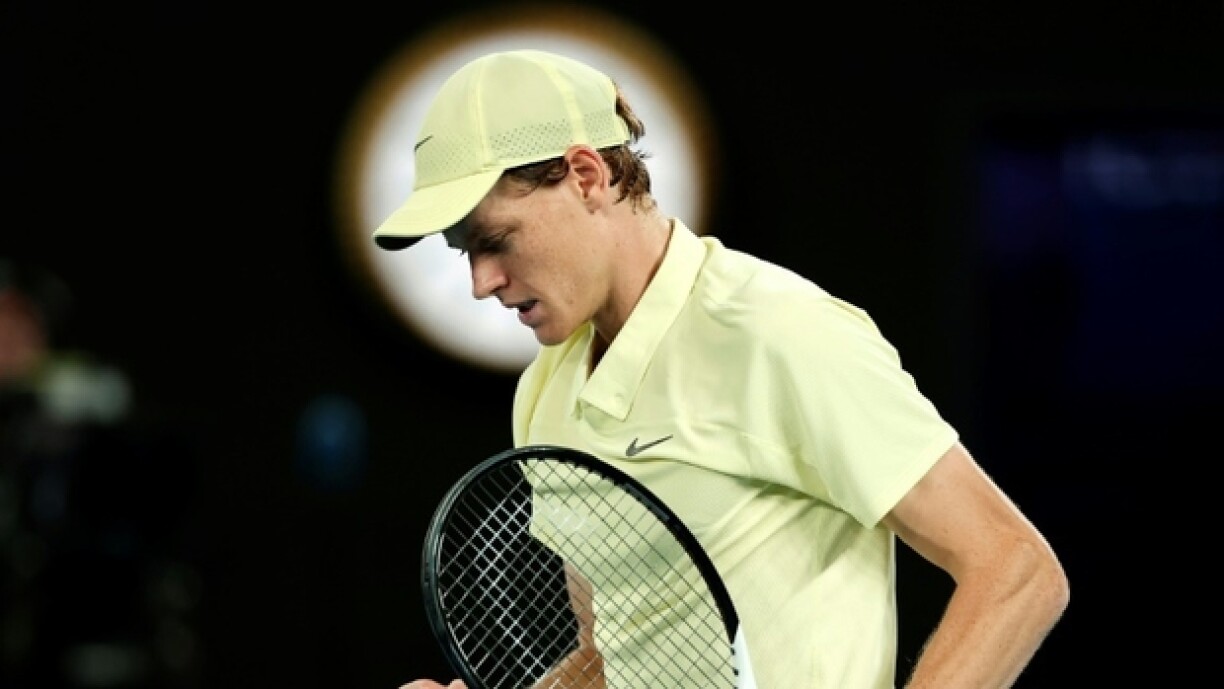 L'Italien Jannik Sinner après sa victoire en demi-finale de l'Open d'Australie contre l'Américain Ben Shelton, le 24 janvier 2025 à Melbourne