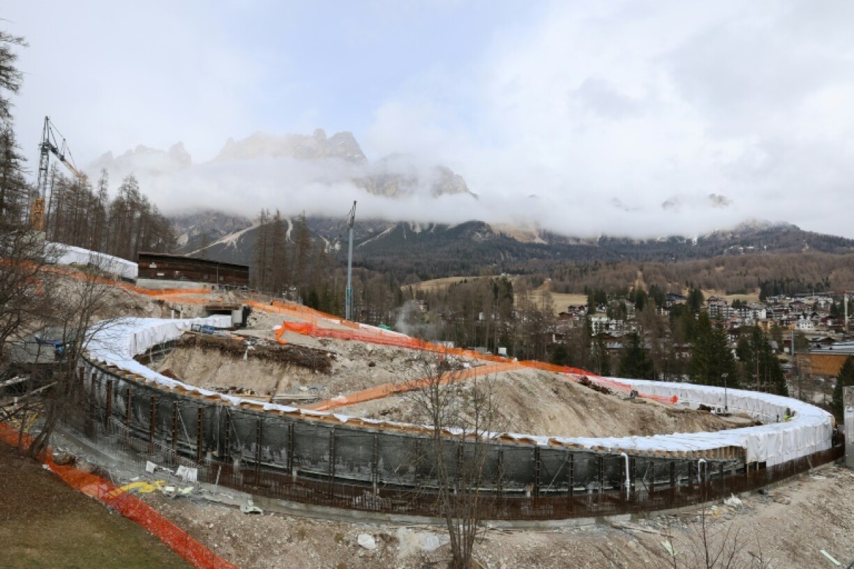 A general view of the new Cortina Sliding Centre during its pre-approval testing process ahead of the 2026 Olympic Winter Games in Italy