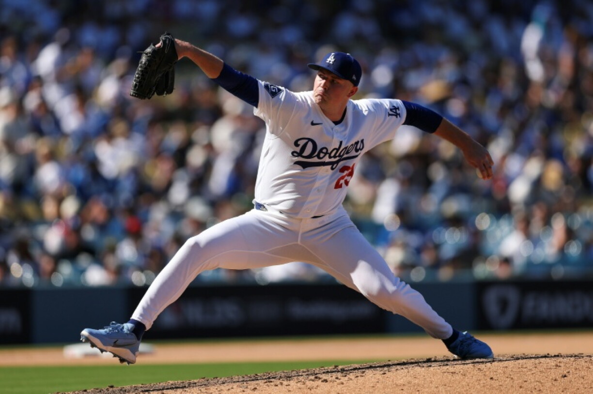 Red-hot: Pitcher Tarik Skubal retired 15 straight batters to help the Los Angeles Dodgers beat the Atlanta Braves in game one of their MLB playoff series