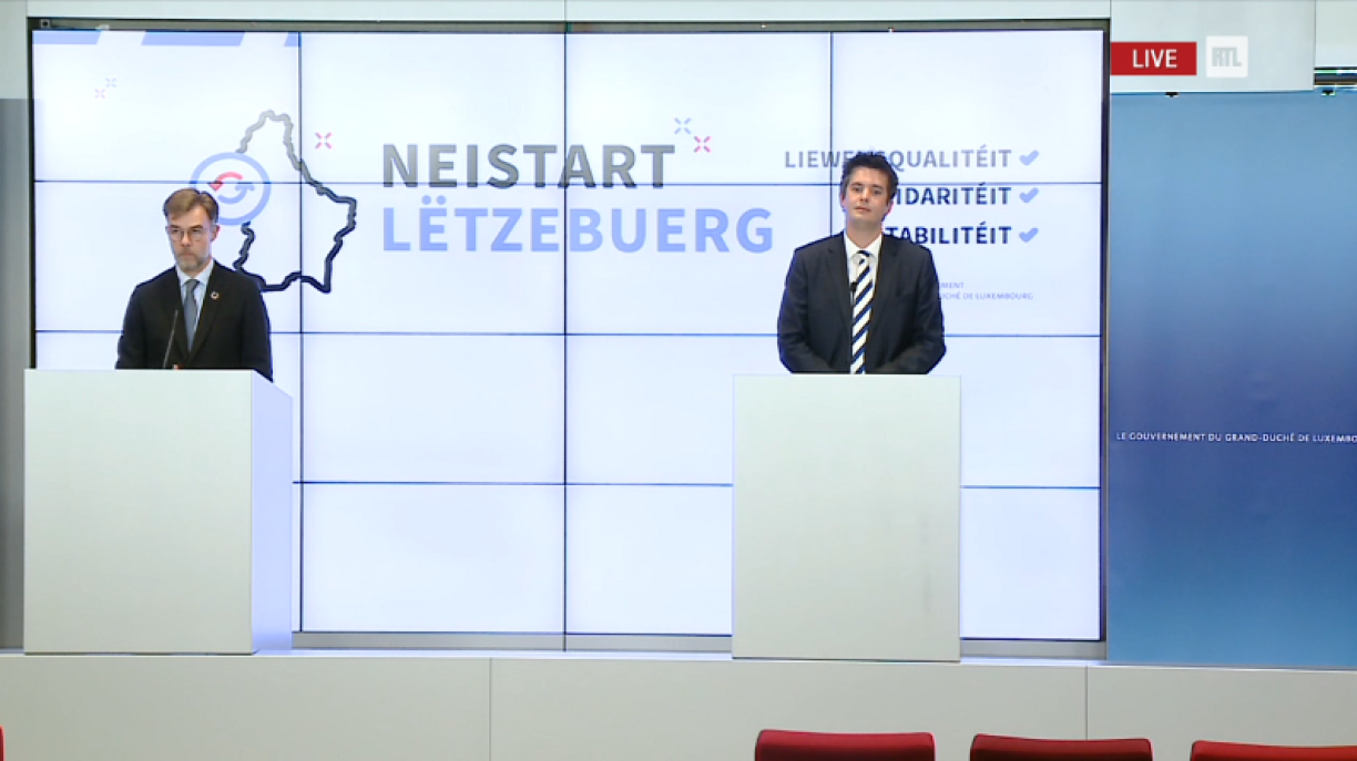 Franz Fayot and Lex Delles held a press conference this morning to discuss the reopening of Luxembourg.