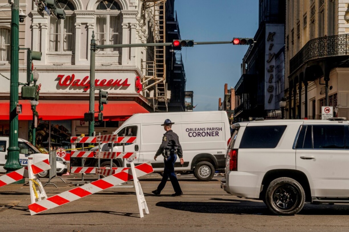 The French Quarter, near Bourbon Street is blocked off late morning with a heavy police and FBI presence after a deadly vehicle attack on pedestrians