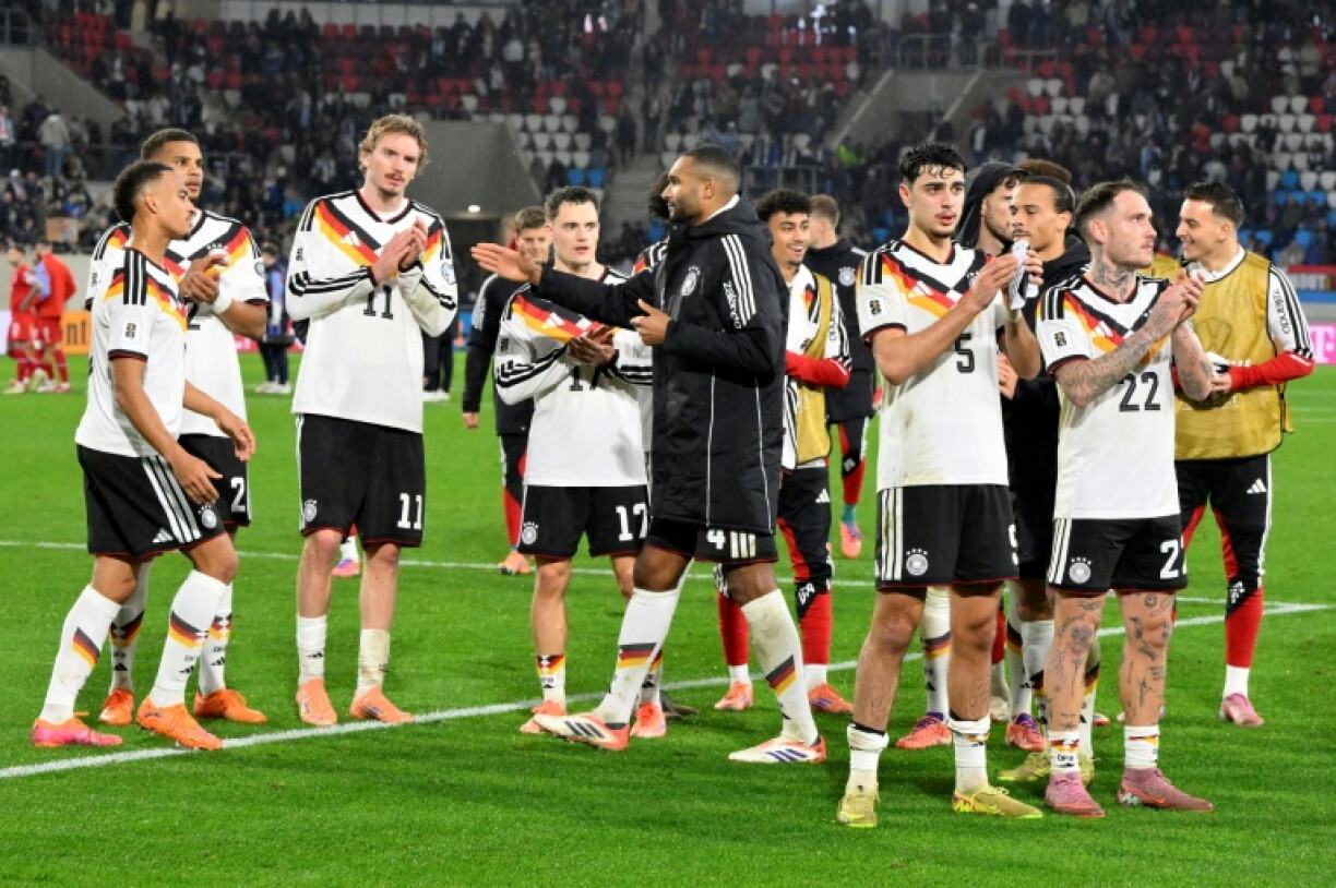Les joueurs allemands après la victoire de l'Allemagne face au Luxembourg en match de qualification pour le Mondial-2026, le 14 novembre 2025 à Luxembourg