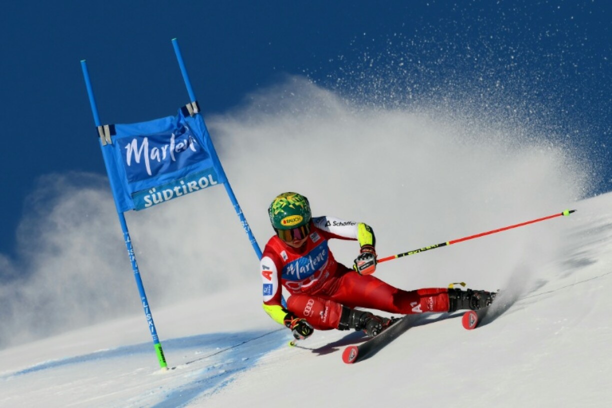 L'Autrichienne Julia Scheib durant la première manche du slalom géant de Kronplatz le 20 janvier 2026