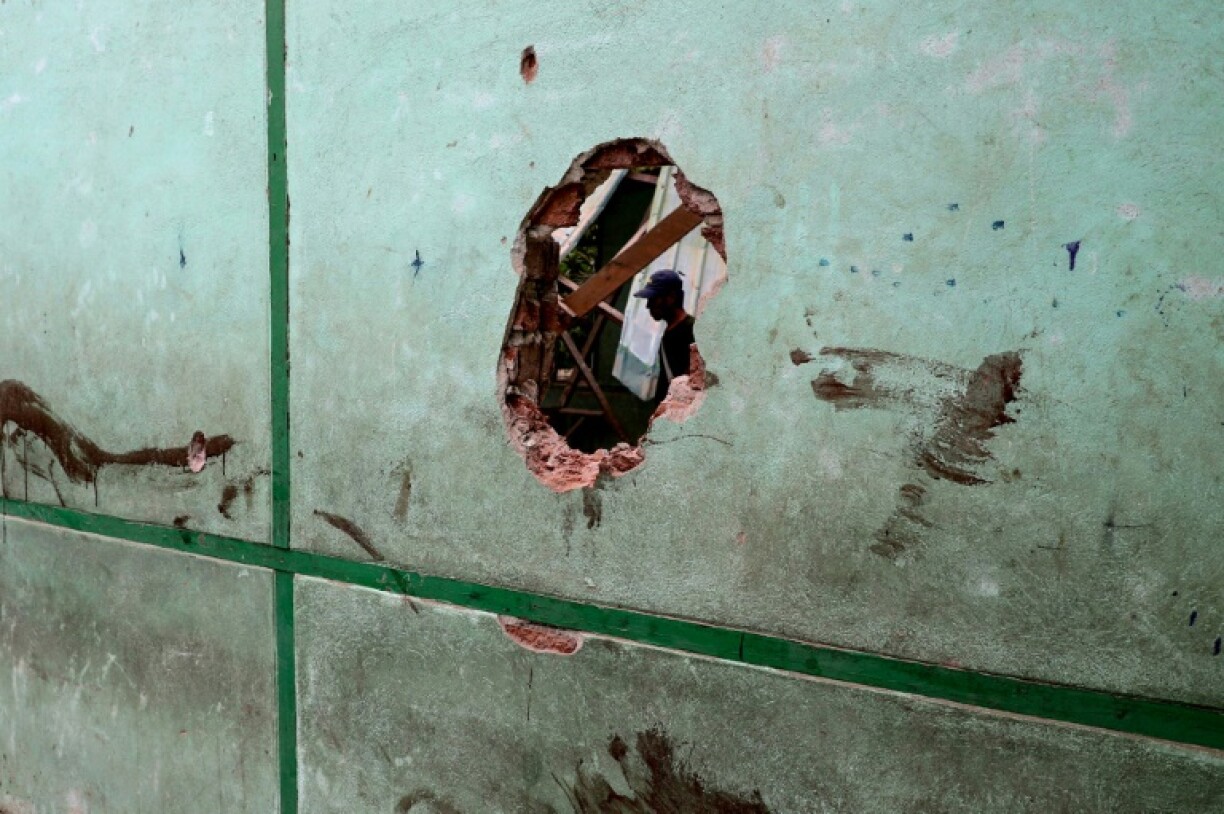 The aquamarine school building -- where just under 300 pupils were enrolled -- was shattered with the hallmarks of a blast