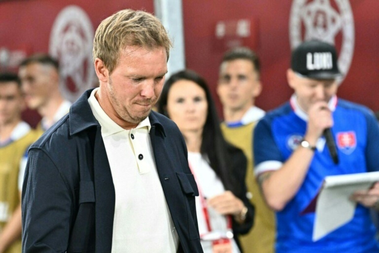 Germany coach Julian Nagelsmann during his side's 2-0 away loss against Slovakia in World Cup qualifying