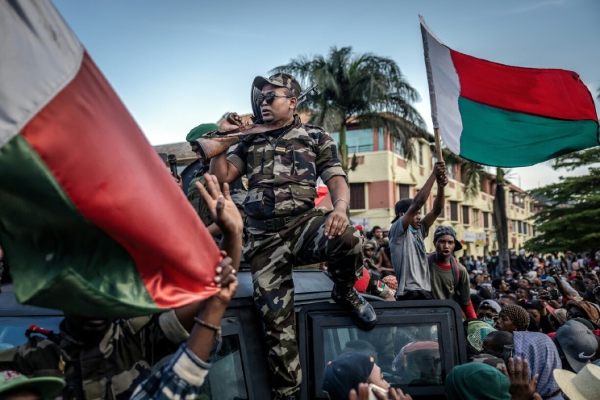 A contingent of soldiers joined the anti-government protests in the Madagascar capital, Antananarivo