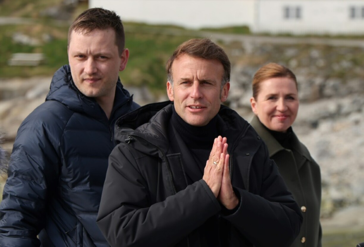 Macron's visit was at the invitation of Greenland's Prime Minister Jens-Frederik Nielsen (left) and Danish Prime Minister Mette Frederiksen (right)