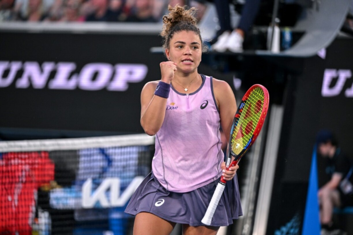 Italy's Jasmine Paolini celebrates beating China's Wei Sijia