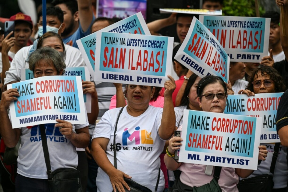Protesters at an anti-corruption rally at EDSA Shrine in Quezon City on September 11