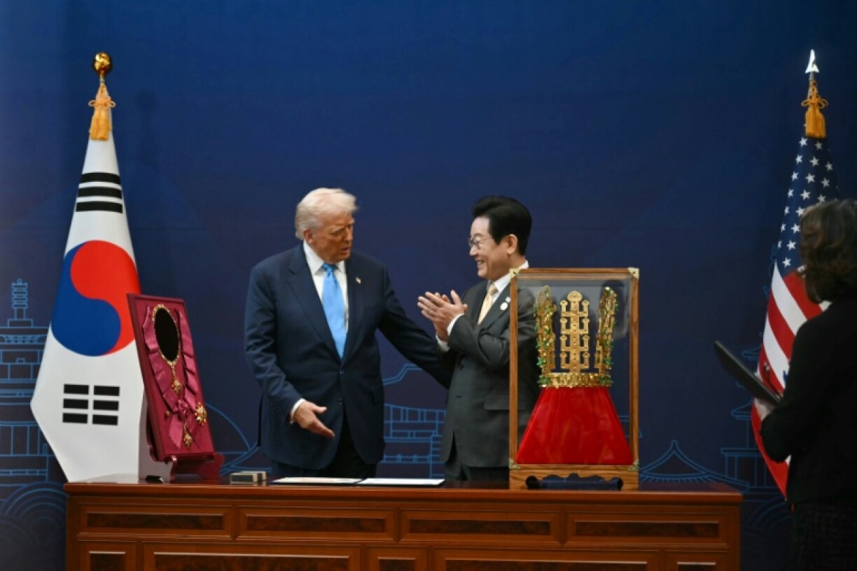 At a lavish ceremony in the historic capital of Gyeongju, Trump was presented with a replica of the