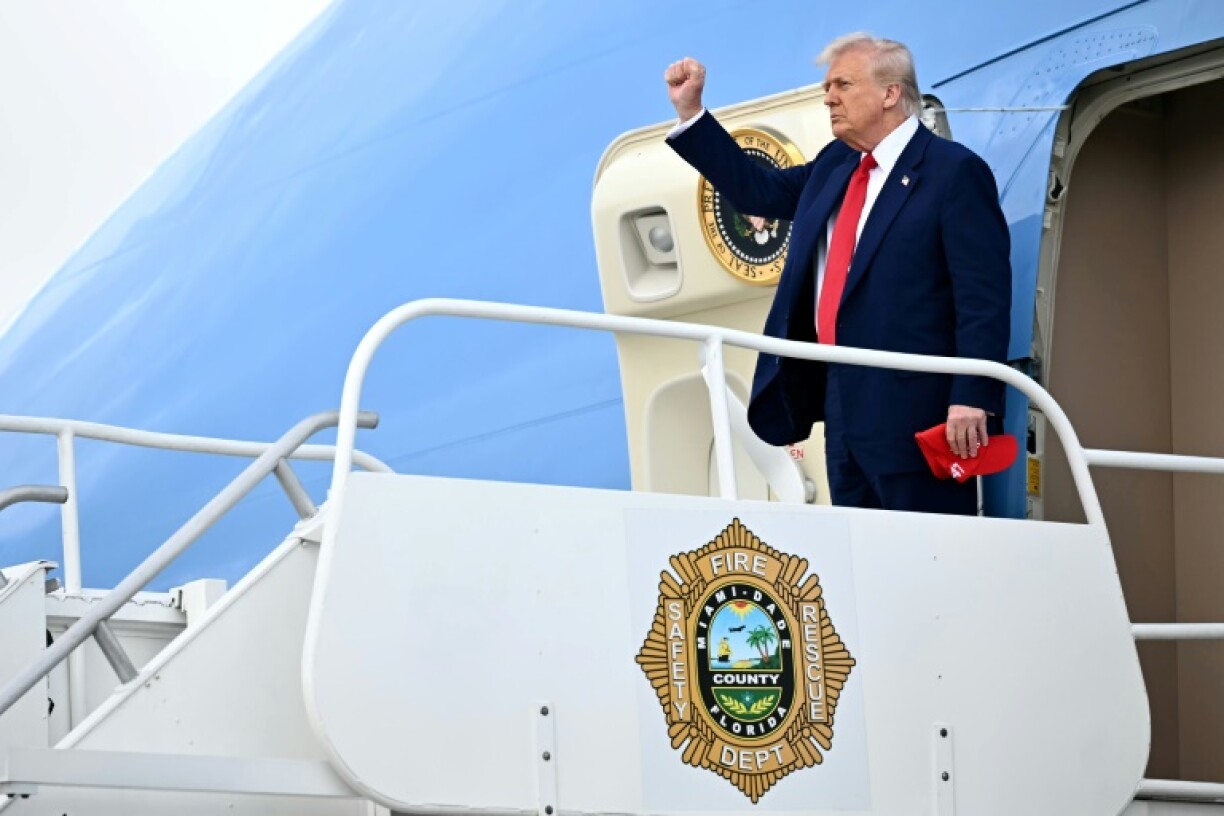 US President Donald Trump, pictured arriving in Miami, spent the weekend golfing