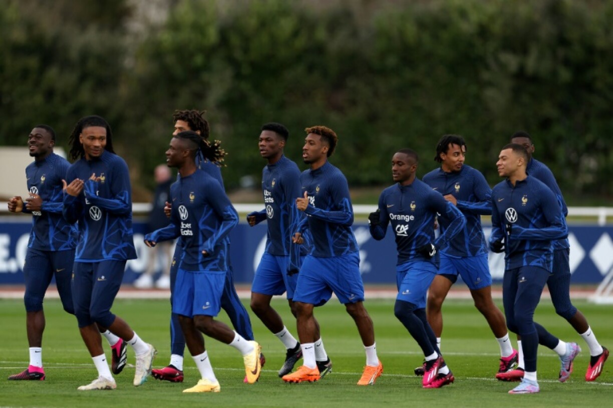 Les Bleus lors d'une séance d'entraînement à Clairefontaine, le 21 mars 2023