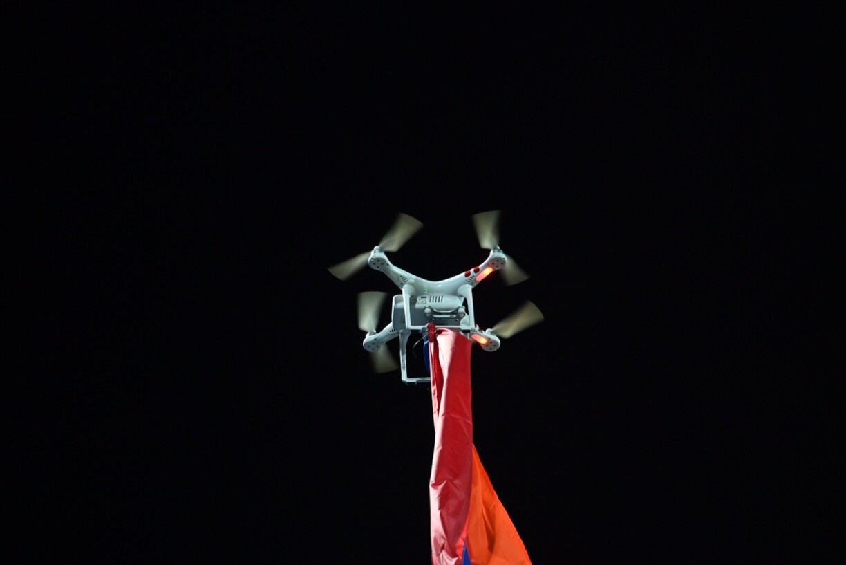 Le drone à l'origine de l'interruption de la rencontre au Stade Josy Barthel le 3 octobre 2019