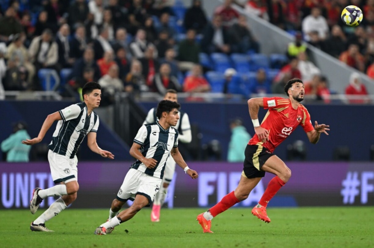 Wessam Abou Ali (R) playing for Al Ahly against Mexican club Pachuca in the Intercontinental Cup in Doha on December 14, 2024.
