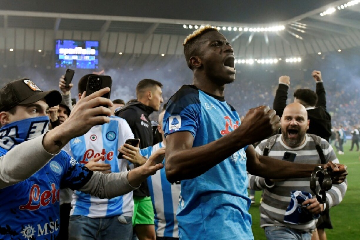 Victor Osimhen (C) starred in Napoli's historic Serie A title in 2023