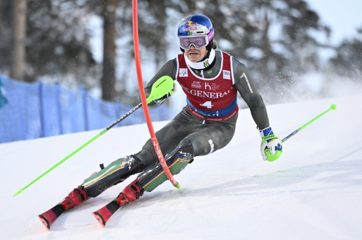 Brazil's Lucas Pinheiro Braathen was fastest in the first run on his way to a World cup slalom victory in Levi