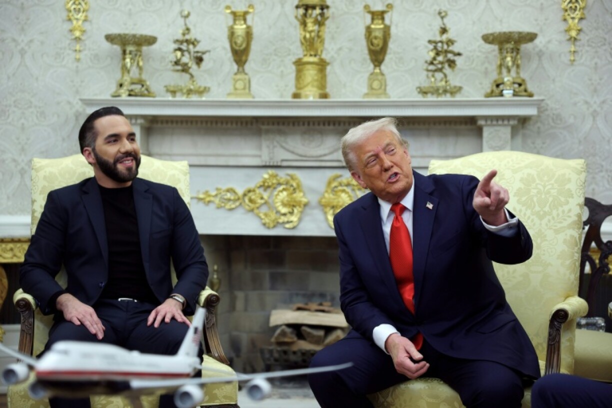 U.S. President Donald Trump's allies, including President Nayib Bukele of El Salvador (L) were spared in a recent human rights report