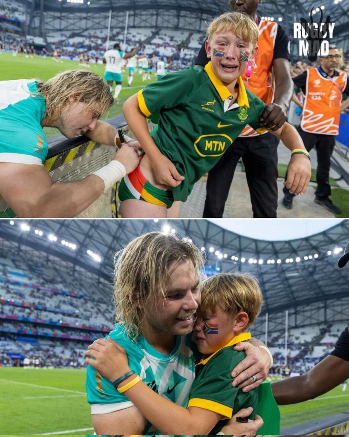 Nathan Swart had his underwear, featuring the South African flag, signed by Faf de Klerk.