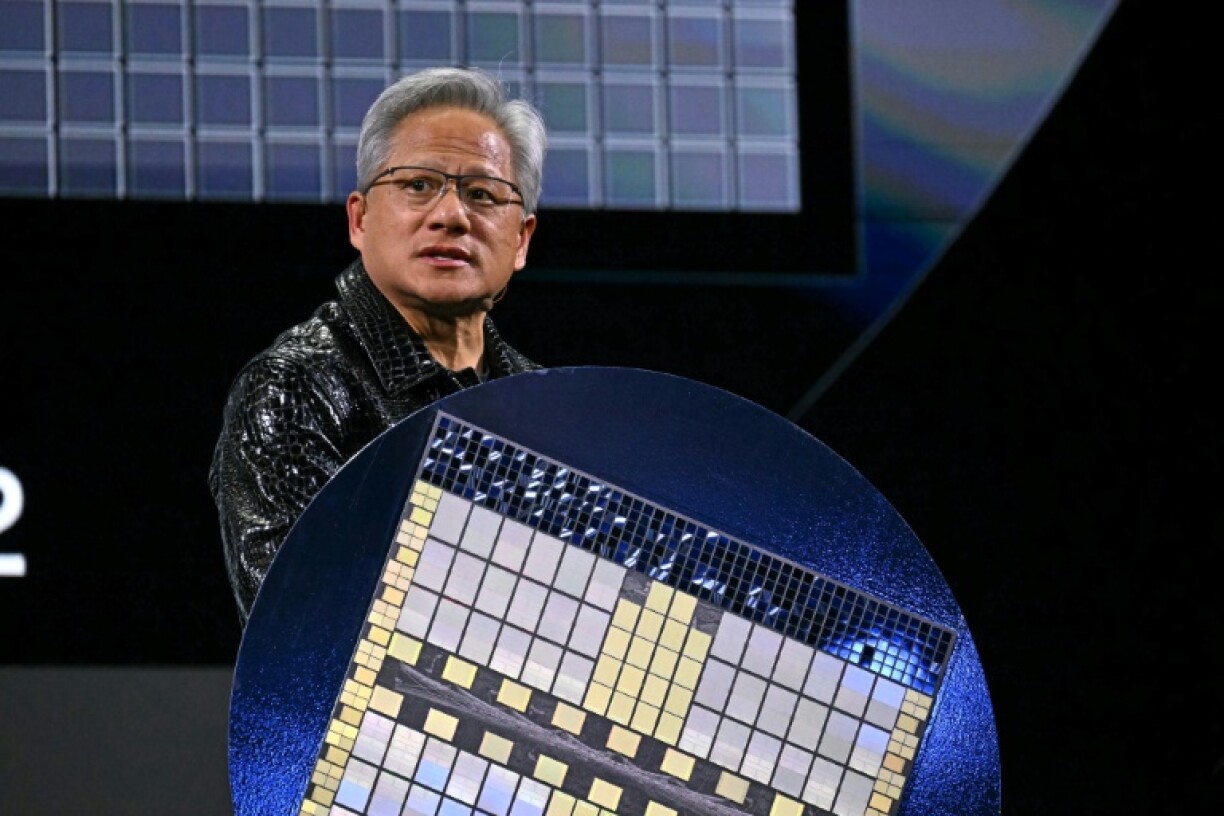 Nvidia CEO Jensen Huang, shown here at at the Consumer Electronics Show in January 2025, has seen spectacular growth in his company's share price amid enthusiasm for artificial intelligence
