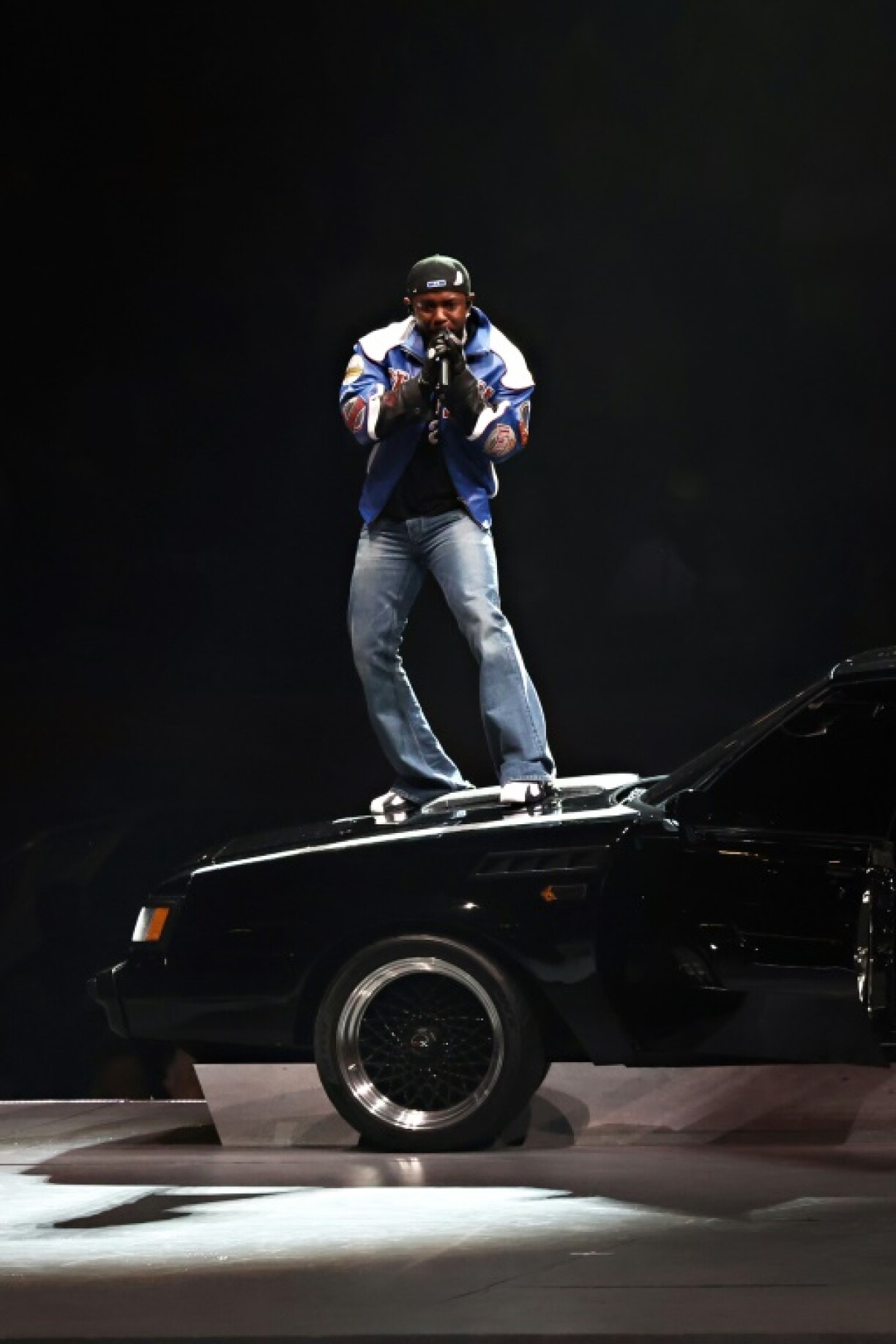 Kendrick Lamar performs onstage during the Super Bowl