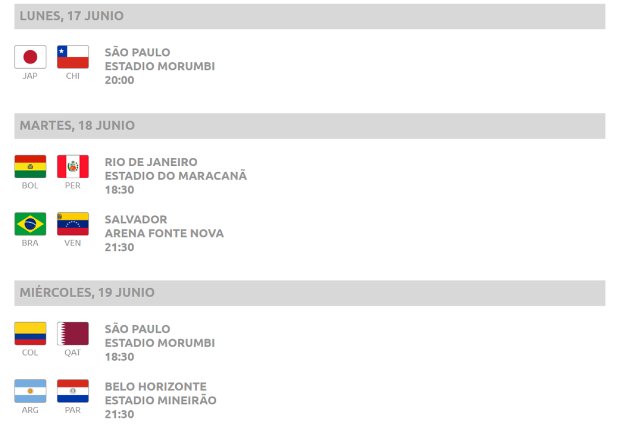 Le programme des prochains jours (heure locale).