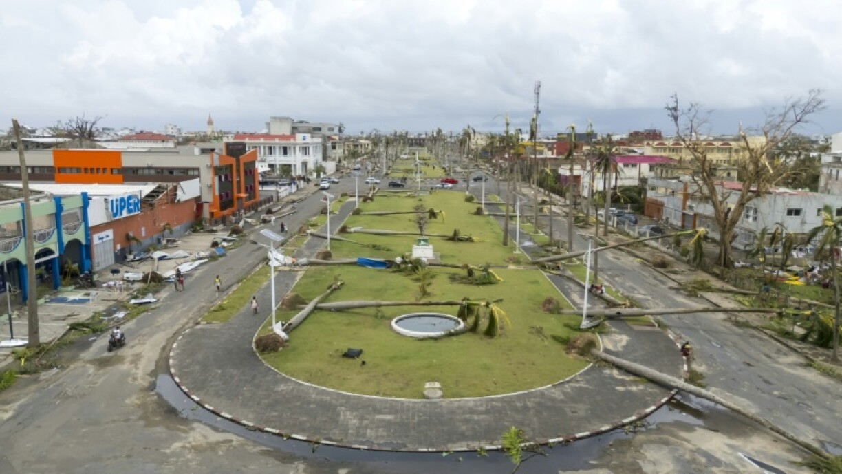 Vue aérienne de la ville de Toamasina (ou Tamatave), touchée de plein fouet par le cyclone tropical Gezani, le 11 février 2026 à Madagascar