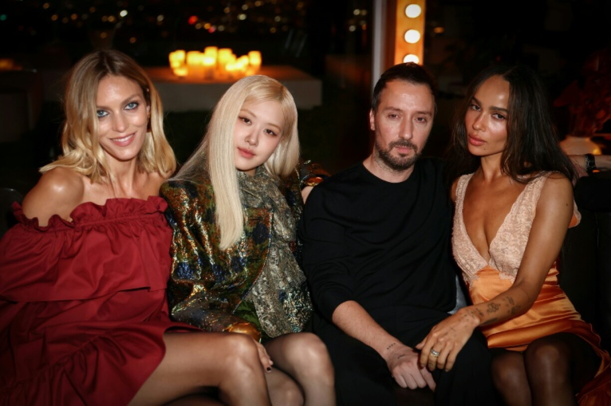 Vaccarello seen here with model Anja Rubik, singer Rosé and celebrity fan Zoe Kravitz in Los Angeles