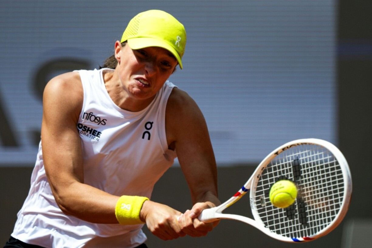 La Polonaise Iga Swiatek lors de son match face à l'Américaine Danielle Collins au 3e tour du Masters 1000 de Rome le 10 mai 2025