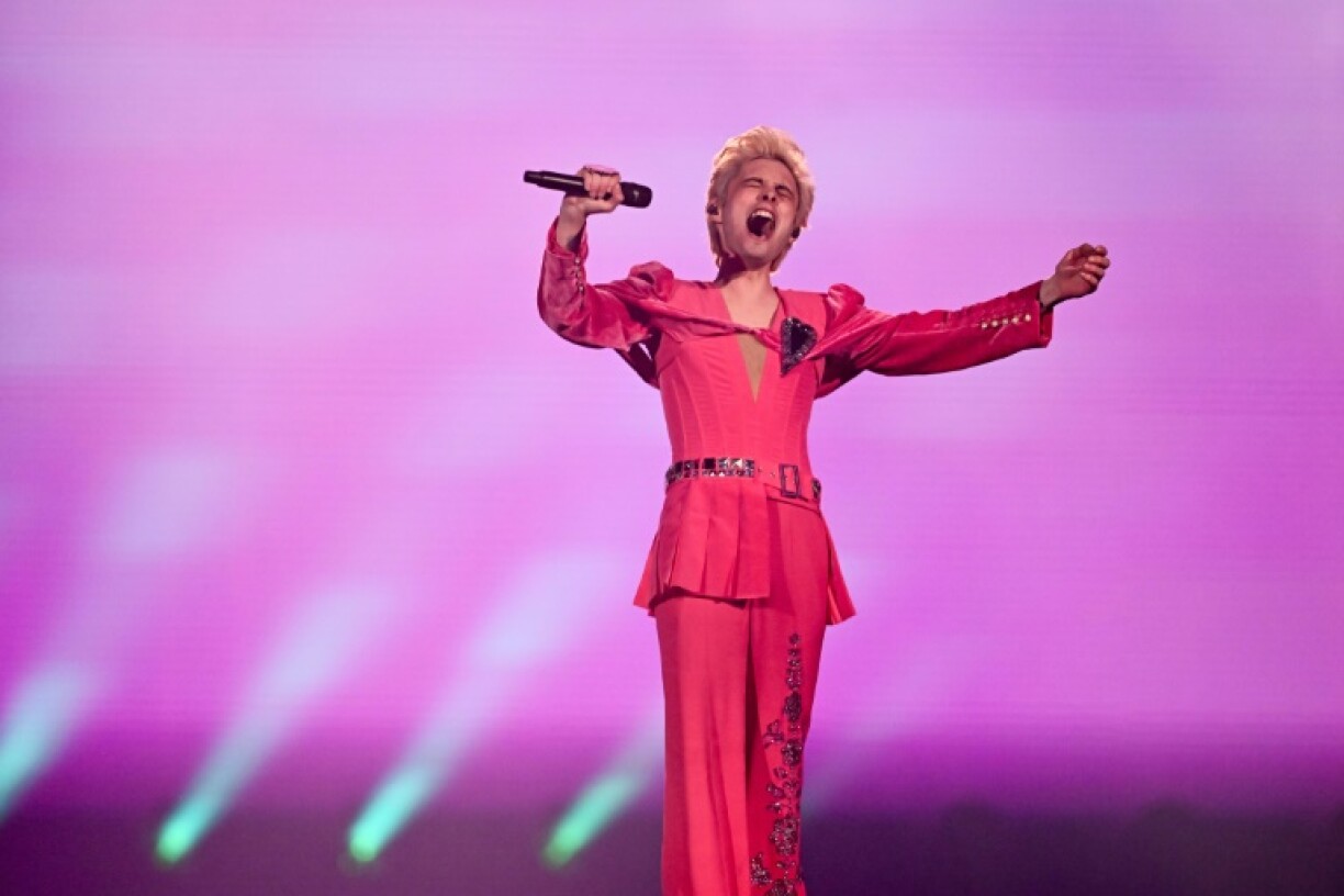 Vocalist Danylo Leshchynskyi from Ukraine's Eurovision entry Ziferblat, singing 'Bird of Pray'