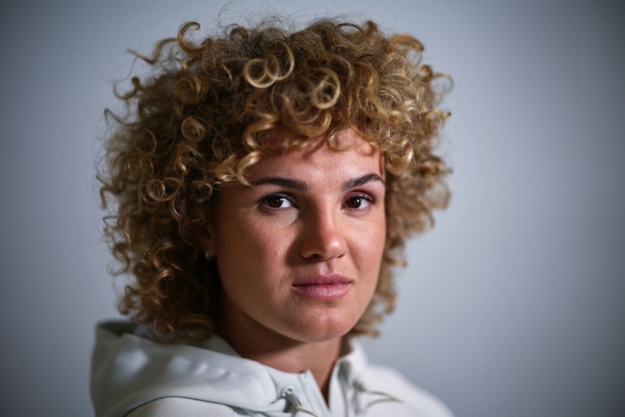 England women's rugby player Ellie Kildunne pictured during an interview with AFP in London