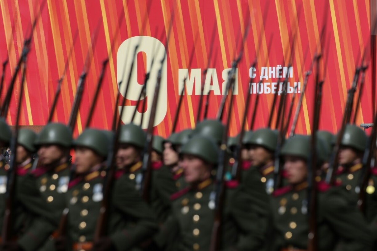 Russian servicemen marched in Russia's WWII victory commemoration in Moscow