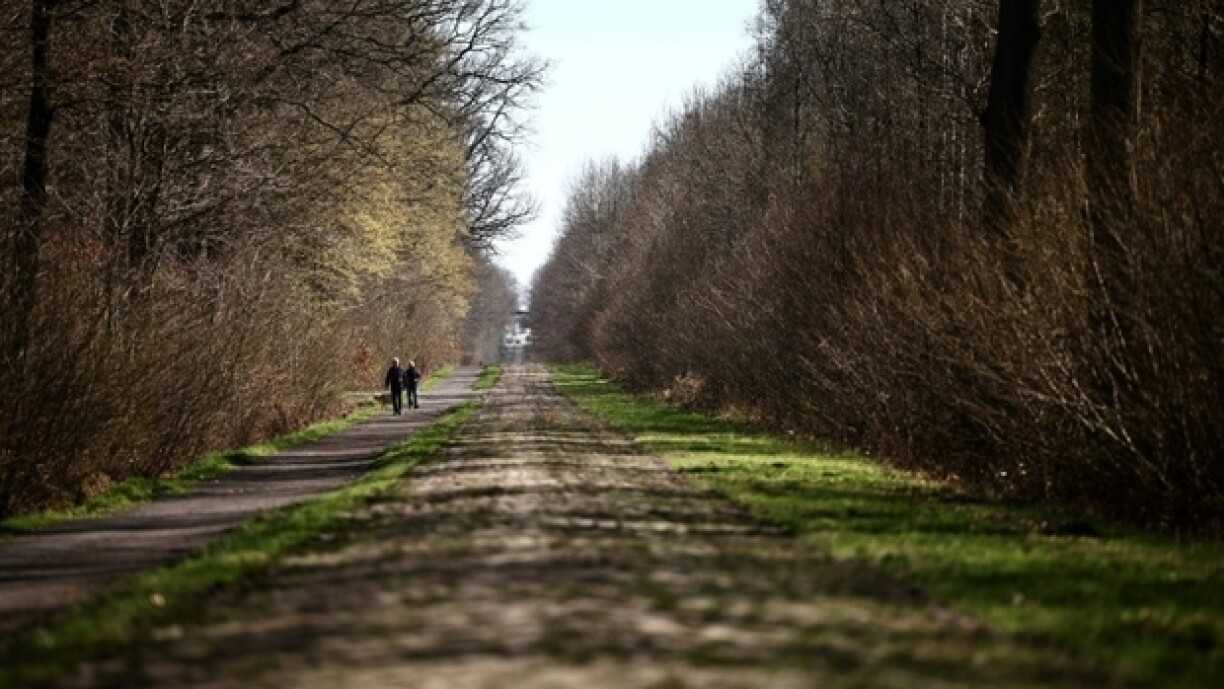 Une vue de la trouée d'Arenberg, secteur pavé mythique de Paris-Roubaix, le 4 avril 2023, à quelques jours de l'édition 2023
