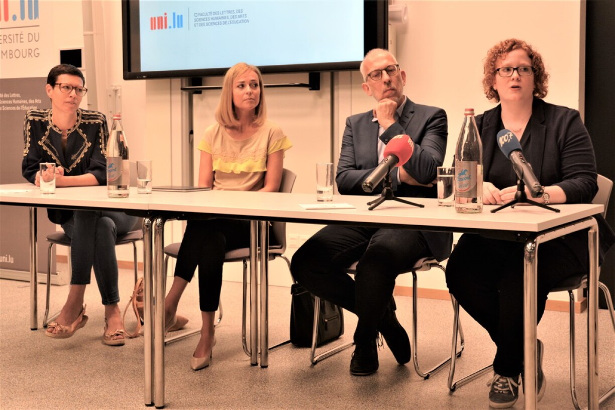 A l'Université de Luxembourg (de gauche à droite): Christine Schiltz de l'Uni, la ministre de l'Egalité entre femmes et hommes, Taina Bofferding, le Docteur André Melzer et Miriam-Linnea Hale, tous les deux de l'Uni.