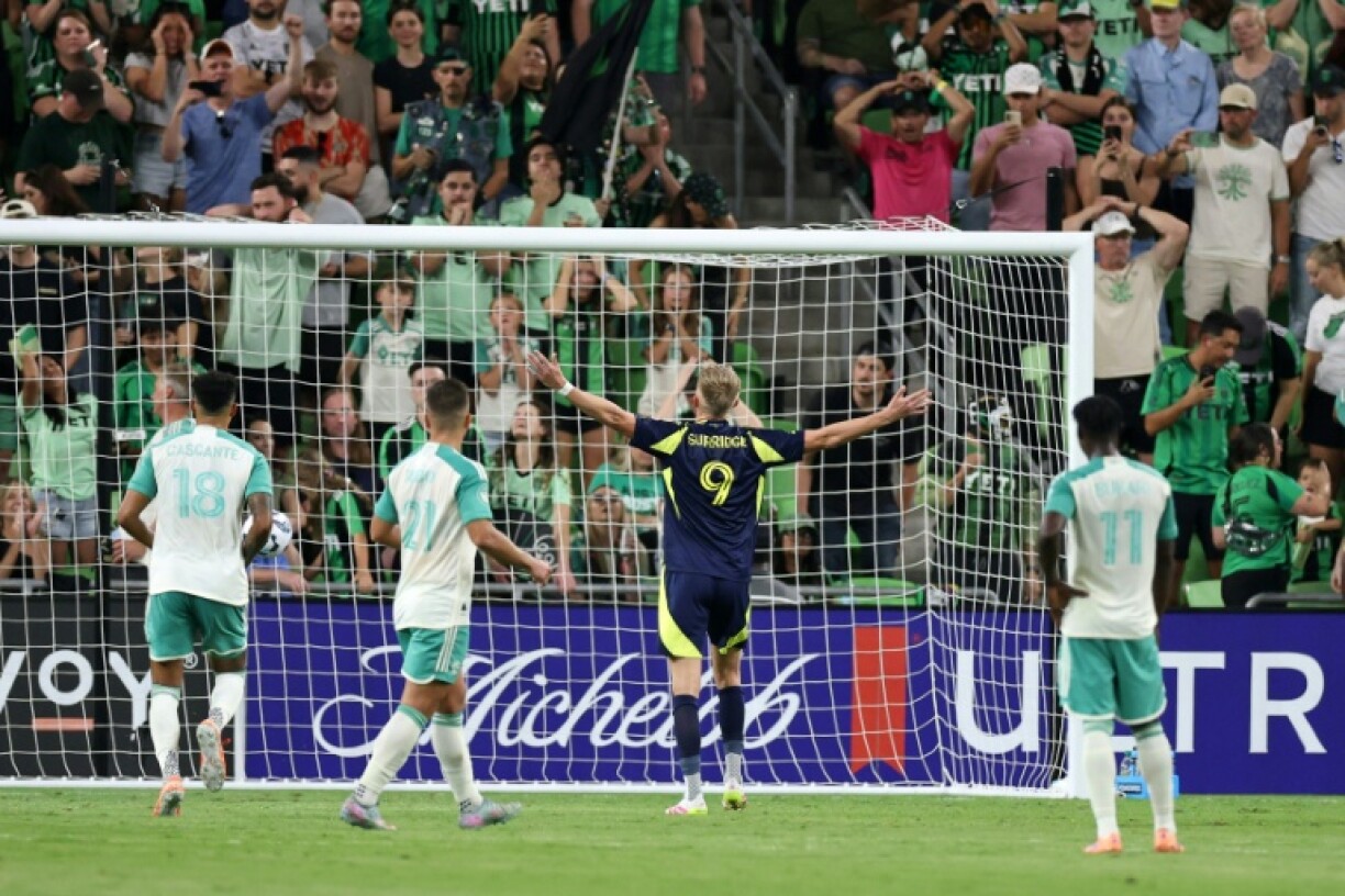 Sam Surridge of Nashville SC celebrates after converting a penalty in his team's victory over Austin FC in the US Open Cup final