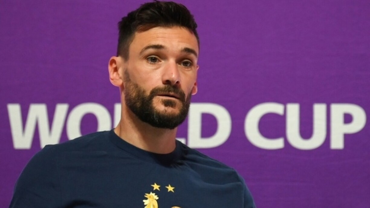 Le capitaine et gardien de l'équipe de France, Hugo Lloris, lors d'une conférence de presse, le 13 décembre 2022 à Doha