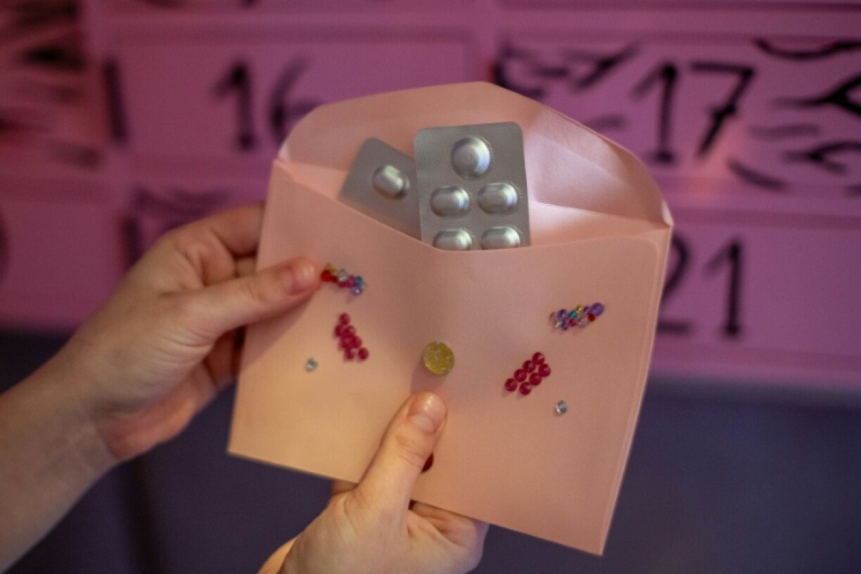 An envelope contains medication from the “Abortomat” -– Poland’s first-ever abortion locker that allows women to access pregnancy-terminating pills anonymously