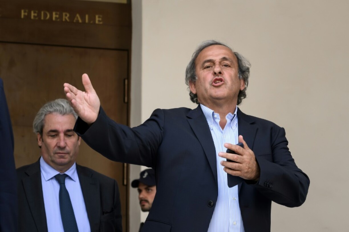 Michel Platini outside the Bellinzona court during his 2022 trial