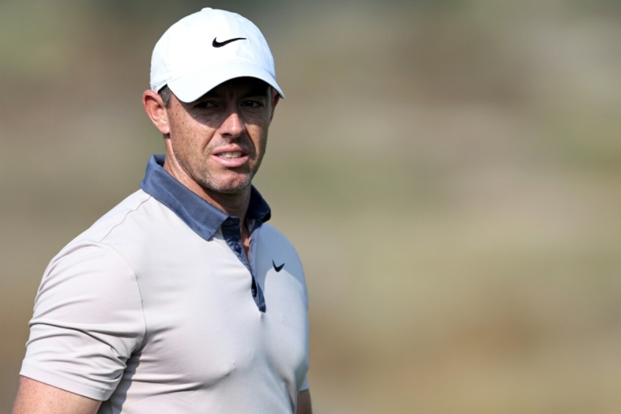 Rory McIlroy, pictured here in round two action, sits seven shots off the lead going into the last day of the Dubai Desert Classic