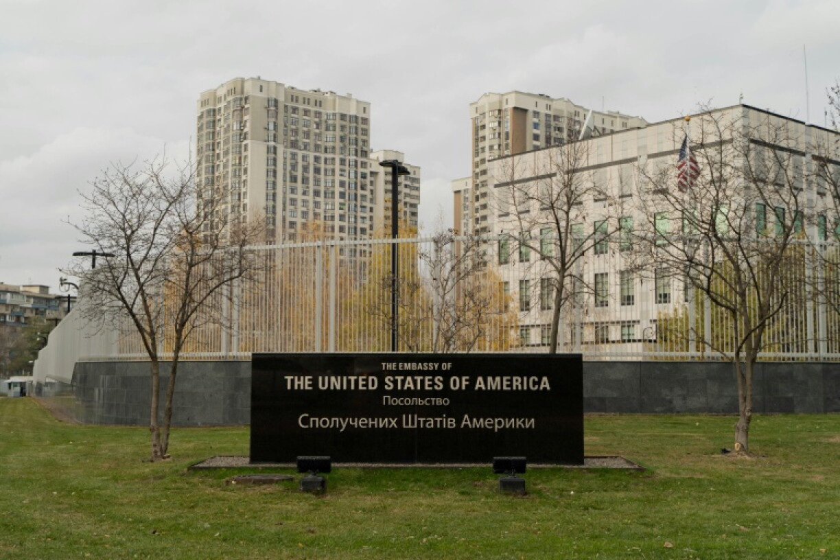 Vue générale de l'ambassade des Etats-Unis à Kiev le 20 novembre 2024