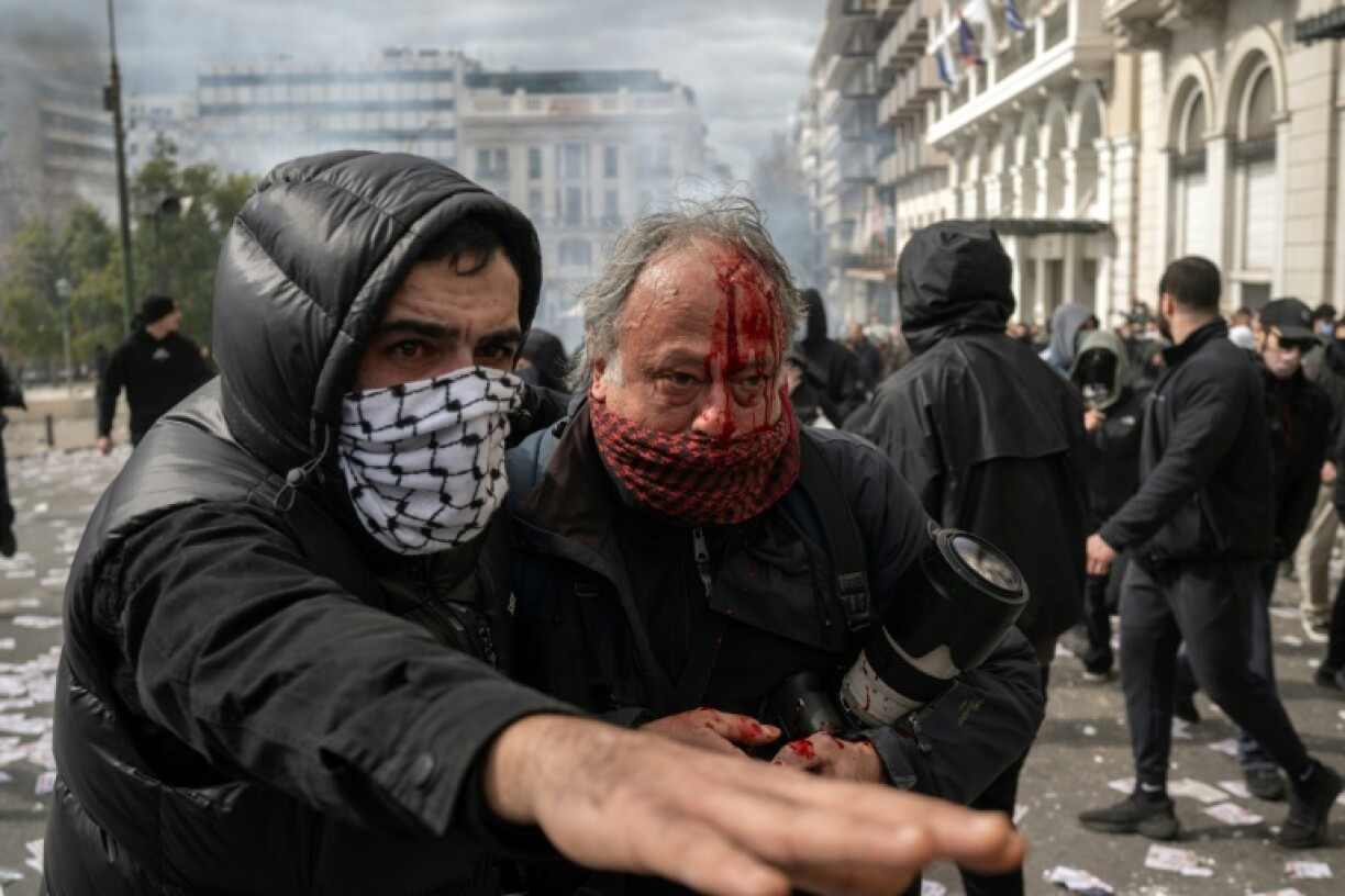 Nine people were taken to hospital after being injured in the clashes